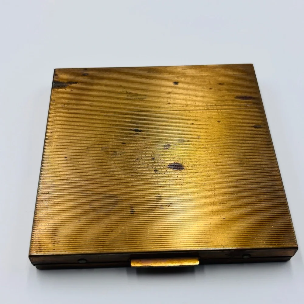 Vintage Fifth Rex Avenue Laura Jean Allen Bicycle Compact Mirror Brass Square